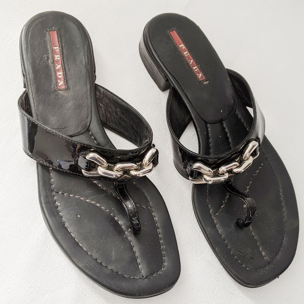 Prada black buckle sandals size 36 1/2